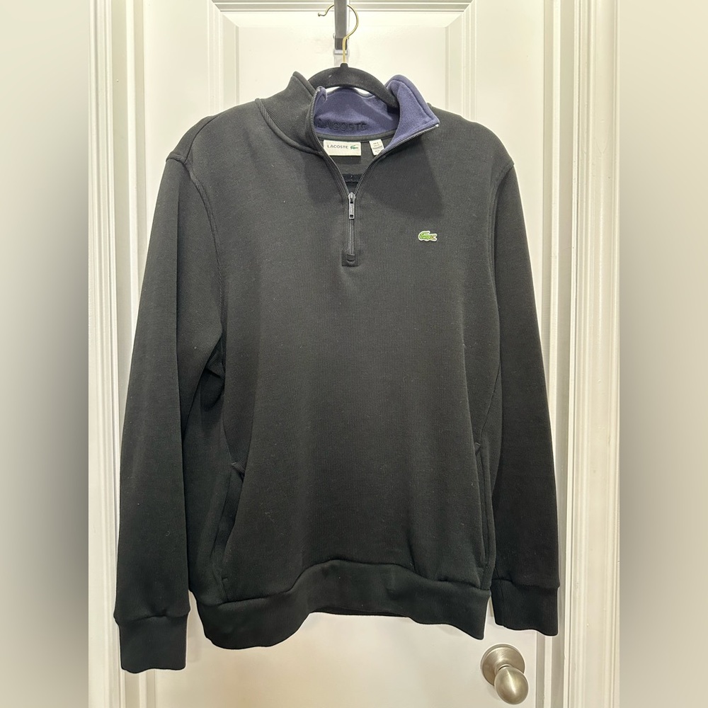 Lacoste Black and‎ Navy Quarter-Zip Pullover